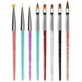 8 шт. тонкие кисти для ногтей для украшения ногтей хрустальная кисть маникюрные инструменты акриловая ручка Drawin Assorted Color