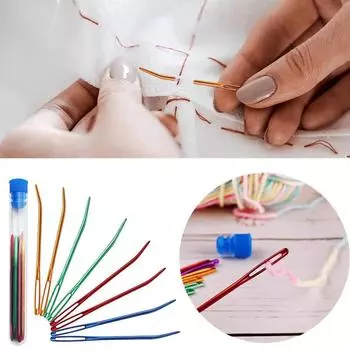 8 шт. тупые иглы с большими ушками, изогнутые ткацкие иглы, иглы для штопки разноцветной пряжи для шитья шерсти, вязания крючком 8pcs