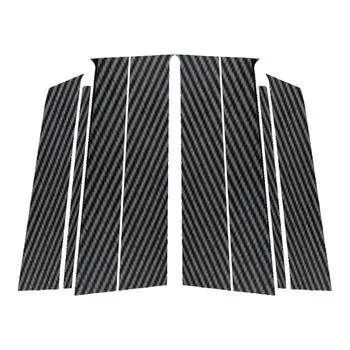 8 шт., углеродное волокно, материал ПК, зеркальный эффект, центральная часть двери, окна, средняя часть стойки BC, накладка на стойку колонки, подходит для Toyota Yaris Cross AC200 2023-2025 углеродного волокна черного