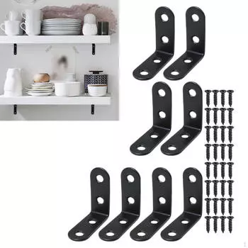 8 шт. угловые кронштейны для деревянной мебели, угловая скоба с винтами, твердая металлическая опора для полки L