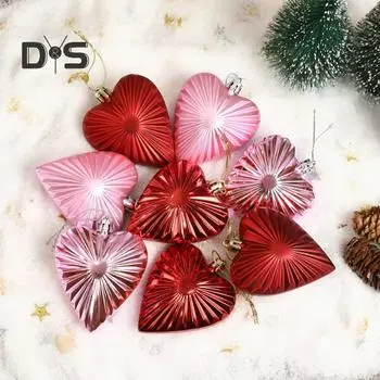 8 шт., украшения в форме сердца ко Дню святого Валентина, пластиковые, красные, розовые, в форме сердца, подвесные украшения для свадьбы, декор ко Дню святого Валентина 8pcs