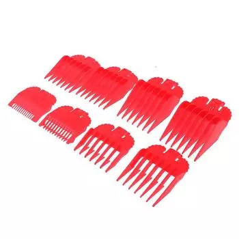 8 шт., универсальная машинка для стрижки волос, режущий предел, расческа, насадка, сменный инструмент красный