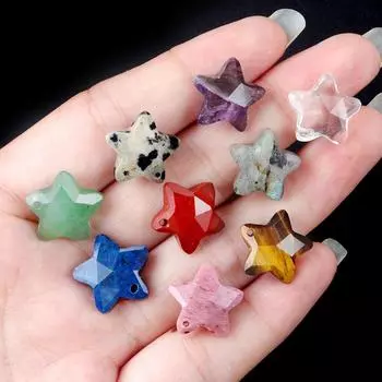 8 шт./упак. граненые бусины из натурального камня с отверстиями, бусины ручной работы в форме звезды, свободные бусины для изготовления ювелирных изделий, ожерелья, браслета, аксессуары, подарки 14x14 мм 8Pcs/14x14mm