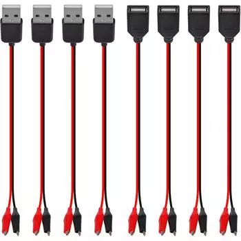 8 шт. USB-кабель-адаптер с зажимом типа «крокодил», штекер, гнездо USB-зажим с зажимом типа «крокодил», USB-кабели с зажимом типа «крокодил» для проверки цепи