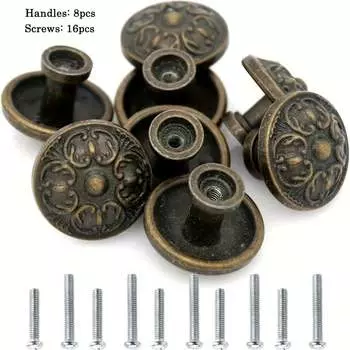 8 шт. Винтажные ручки для ящиков комода, ручки для ящиков шкафа для тумбочки, шкафа, ящика (Одно отверстие с двумя винтами) чёрный