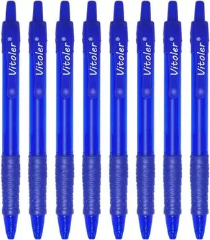 8 шт. в упаковке, 1,0 мм, синие шариковые ручки синий