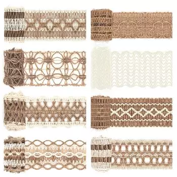 8 шт. в упаковке джутовая лента натуральная мешковина лента рулон кружево ремесло лента и отделка с декоративной шнуровкой DIY искусство и ремесло упаковка свадьба рождественская вечеринка