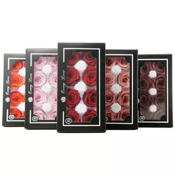 8 шт., вечные цветы розы, яркие цвета, естественный вид, вечное цветение, консервированный цветок ручной работы, украшение в виде розы вино красного