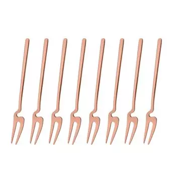 8 шт. вилки для фруктов из нержавеющей стали для ресторана, кафе, домашней вечеринки, 14 см, двухзубые вилки для закусок, тортов, десертов, посуда серебряный