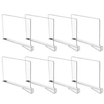 8 шт. встроенные перегородки для полок, стабильные перегородки, классификация организации гардероба, прозрачный органайзер для шкафа, дерево