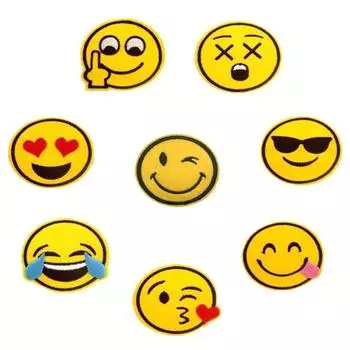 8 шт. выражение смайликов, железные нашивки, вышитый значок, аппликация, патчи