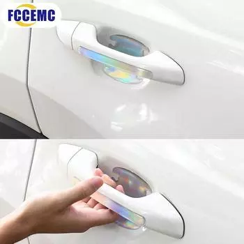 8 шт. защитная пленка для дверных ручек автомобиля, защита от царапин, цветная прозрачная белая пленка с рисунком из углеродного волокна, защита от царапин из термополиуретана