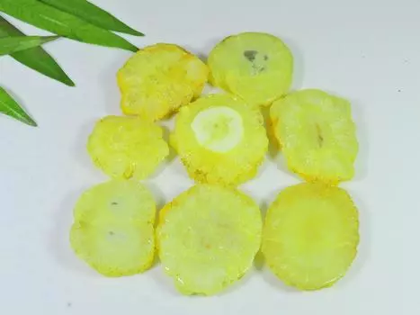 8 шт. Желтые солнечные друзы агата жеоды кабошоны россыпью драгоценных камней 397 карат RQ-2674