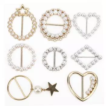 8 шт. жемчужные пряжки для шарфа элегантные модные блестящие прочные простые зажимы для футболок