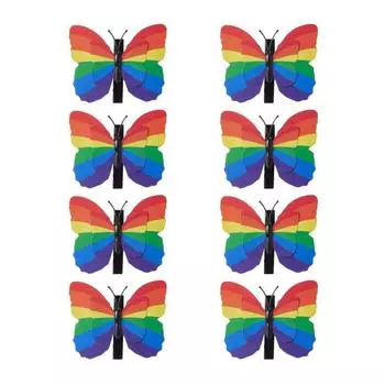 8 шт. Женские заколки для волос Радужный декор бабочки Заколки для волос Дизайн 3D-крыльев Идеальный размер Женские заколки для волос Аксессуары для волос 1 Set