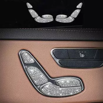 8 шт., золото, серебро, ромбовидный стиль, кнопки регулировки сиденья, декоративная накладка для Mer + ced + es-Be + nz S Class S320L S400 S500 S600 W222 2014-2017 золотой