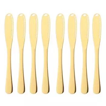 8 шт. золотой нож для разбрасывания масла из нержавеющей стали с отверстием, нож для сыра, десерта, джема, сервировочная посуда, посуда для тостов, хлеба серебряный