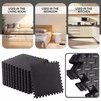 8 штук черного пенопластового напольного коврика, альпинистского коврика, защитного коврика для пола One Size чёрный