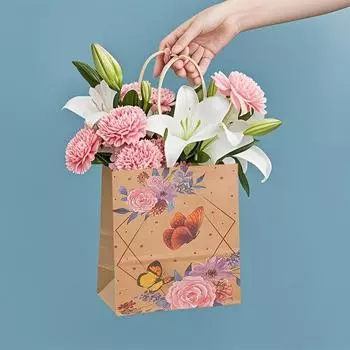 8 штук подарочных пакетов с бабочками, подарочные пакеты из крафт-бумаги с ручками для празднования дня рождения в виде бабочек 8pcs