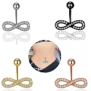 8-символьное алмазное кольцо в пупке, пупочные ногти, ювелирные изделия из прокола человека серебряный