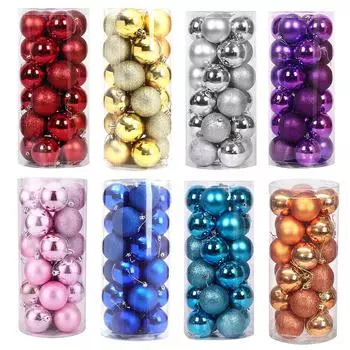 8 СМ 24 ШТ. Рождественские Подвесные Шаровые Украшения Небьющиеся Рождественские Елочные Украшения Комплект Рождественские Украшения Шары для Праздника Свадьбы Декор 4CM красный