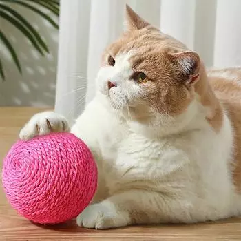 8 см/3,14 дюйма интерактивная игрушка для кошек сизаль мяч-когтеточка обучающая интерактивная игрушка для котенка игрушки для кошек для прогулок принадлежности для кошек белый