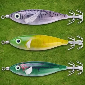 8 см 6 г светящийся крючок для ловли кальмара приманки светящиеся приманки для ловли осьминога каракатицы приманка для привлечения горизонтальной деревянной креветки жёлтый