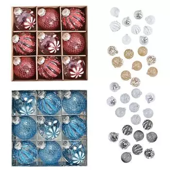 8 см 9 шт елочные шары пластиковые украшения для декора дерева блестящие цвета Silver