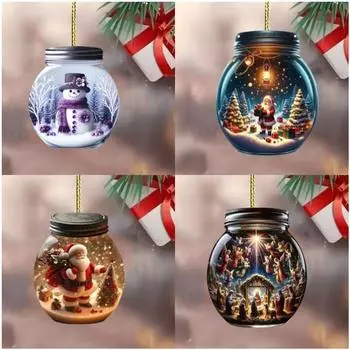 8 см акриловая бутылка желаний 2D плоская подвеска автомобильный кулон украшение рождественское украшение рождественская елка подвеска