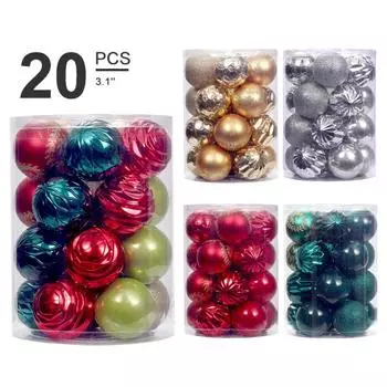 8 см бочкообразные рождественские шары, набор рождественских шаров, 20 шт., подвеска в виде рождественской елки, рождественское украшение, праздничная подвеска-украшение