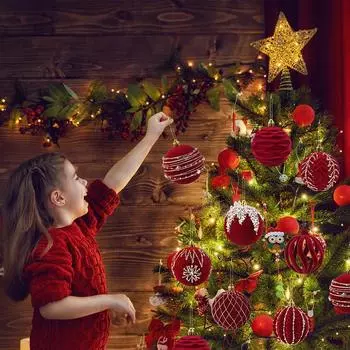 8 см большой рождественский шар украшения красная рождественская елка подвесной кулон 2024 рождественские украшения для дома Навидад новогодний подарок 2025 8CM