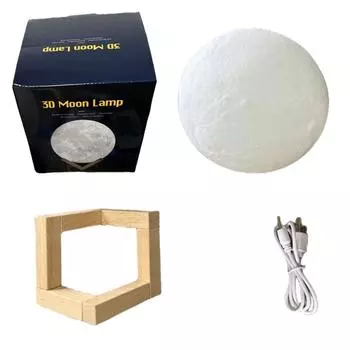 8 см Лунная лампа 3D светодиодный ночник сенсорное управление 3 цвета прикроватная лампа подарок на День святого Валентина с деревянным