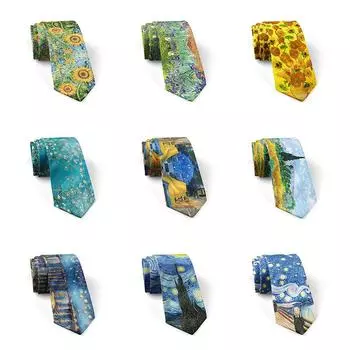 8 см мужской галстук деловой галстук полиэстер ретро масляная живопись напечатанный галстук