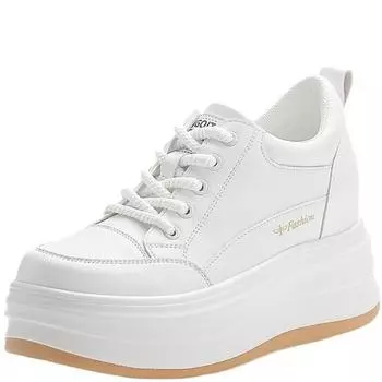 8 см натуральная кожа вулканизированные летние высокие удобные массивные кроссовки лоферы весна осень платформа вулканизированные женские туфли 34 белый