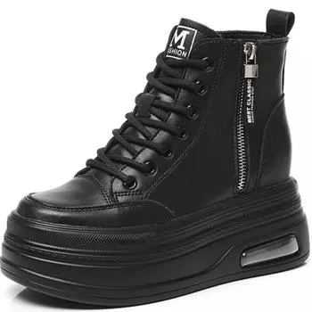 8 см новые модные женские армейские ботинки на платформе кроссовки весна осень теплые меховые зимние ботильоны из натуральной кожи женская обувь 34 белый