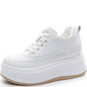 8 см новые натуральная кожа вулканизированные летние высокие удобные массивные кроссовки мокасины весна осень платформа вулканизированная женская обувь 34 белый