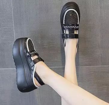 8 см новые воздушные сетчатые кроссовки из натуральной кожи на платформе, женские сандалии, повседневные белые летние тапочки со стразами 33