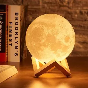 8 см светодиодный ночник 3D печать луна лампа спальня декор лунный свет для детей подарки украшения креативное освещение у кровати атмосфера