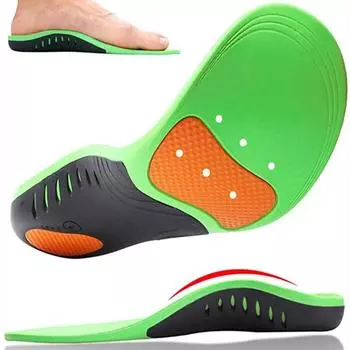 № 8. Стельки с высокой поддержкой свода стопы. Ортопедическая обувь. Подошва для стопы. Подушечка свода стопы. Вставка для спортивной обуви при плоскостопии. EU36-38 зелёный
