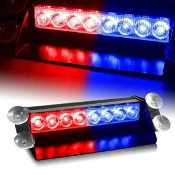 8 светодиодных стробоскопов для автомобиля 12 В, мигающий лобовой свет, освещение лобового стекла красный/синий