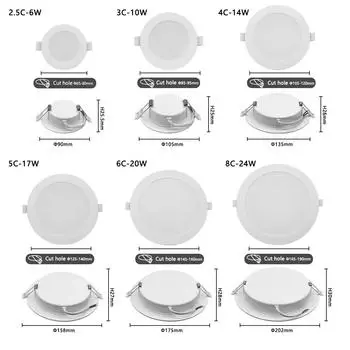 8 светодиодных светильников темного света с подсветкой, AC100V-240V 6W-24W, супер яркий теплый белый свет, подходит для кухни и кабинета 6w