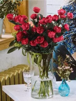 8 Связок PE Искусственные Розы Букет Поддельные Цветы Флорес для Домашнего Офиса Сад Вечерние Свадебные Украшения розовый