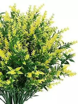 8 связок/упаковка подвесных растений искусственные цветы на открытом воздухе искусственная лаванда устойчивая к ультрафиолетовому излучению искусственный пластик для сада веранда окно свадебный декор вечеринки жёлтый