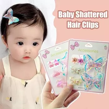 8 types Kids Butterfly Hair Clips Set Laser Fine Glitter Quicksand Hair Clips Headdress Girls Headdress With Rubber Bands