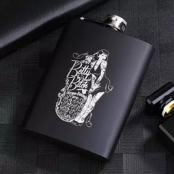 8 унций черная матовая бутылка для виски винный горшок портативная фляга из нержавеющей стали для использования на открытом воздухе