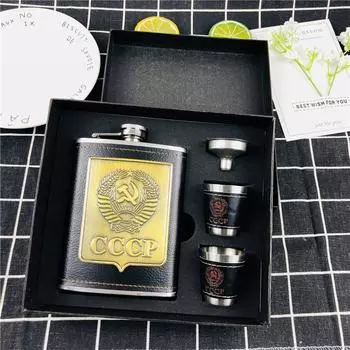 8 унций фляжка для виски 18/8 из нержавеющей стали для алкоголя и водки с подарочной коробкой и оберткой из искусственной кожи 8oz