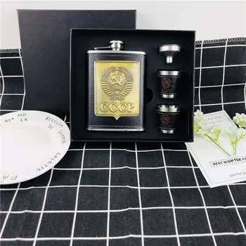 8 унций фляжка для виски 18/8 из нержавеющей стали для алкоголя и водки с подарочной коробкой и оберткой из искусственной кожи 8oz