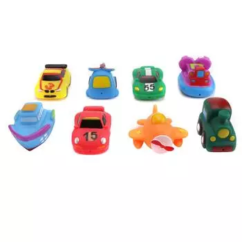 8 упаковок плавающих игрушек для ванны, резиновая плавучая лодка, автомобиль, самолет, игрушки для купания, игрушки для малышей или детей
