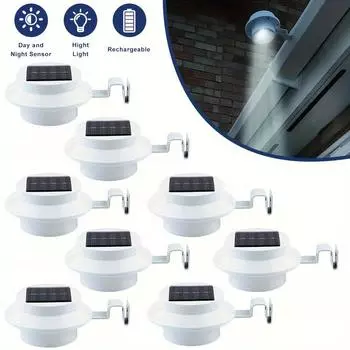 8 упаковок солнечных фонарей для ограждения, 3 светодиодных фонаря для желобов, садовое ландшафтное освещение, темные автомобильные фонари, солнечные фонари для освещения вашего сада 8 pieces