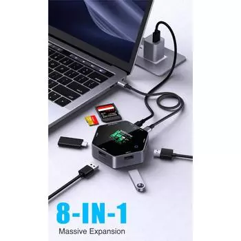 8 в 1 4K 60 Гц док-станция HDMI совместимая USB C 3.1 концентратор Tipo Type A Multi-Hub Extender SD TF 3.0 адаптер док-станция для Macbook 8in1 Dock Station